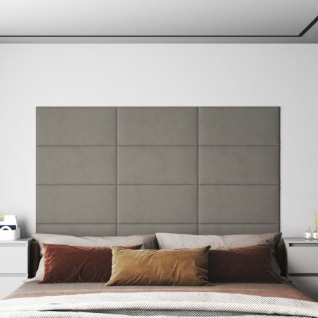 Paneles de pared 12 uds terciopelo gris claro 60x30 cm 2,16 m² de , Recubrimiento de paredes - Ref: Foro24-343863, Precio: 57...