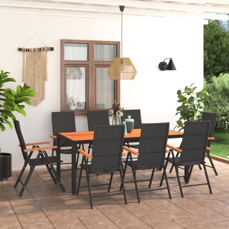 Juego de comedor para jardín 9 piezas negro y marrón by , Garden sets - Ref: Foro24-3060081, Price: 793,47 €, Discount: %
