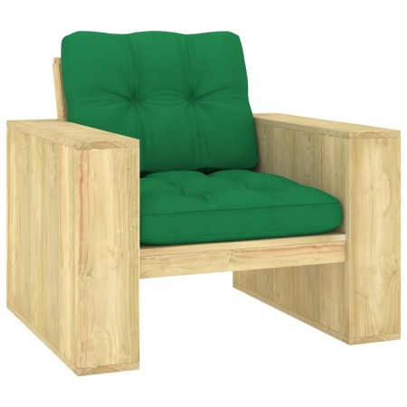 Silla de jardín y cojines verde madera pino impregnada de , Sillas de jardín - Ref: Foro24-3065746, Precio: 174,16 €