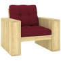 Silla de jardín y cojines vino tinto madera pino impregnada by , Garden chairs - Ref: Foro24-3065750, Price: 174,16 €, Discou...