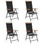 Juego de comedor de jardín 5 piezas aluminio negro