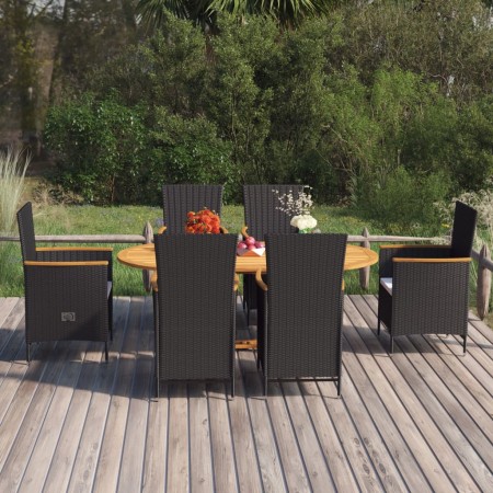 Juego de comedor de jardín 7 piezas ratán sintético negro by , Garden sets - Ref: Foro24-3070766, Price: 1,00 €, Discount: %