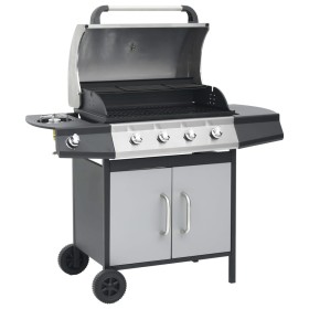 Barbacoa grill de gas 4+1 quemadores negra y plateada by , Barbecues - Ref: Foro24-3072536, Price: 415,36 €, Discount: %