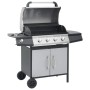 Barbacoa grill de gas 4+1 quemadores negra y plateada de , Barbacoas - Ref: Foro24-3072536, Precio: 413,77 €, Descuento: %