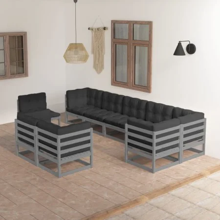 Gartenmöbel-Set 9-teilig und Kissen aus massivem Kiefernholz von vidaXL, Gartensets - Ref: Foro24-3076726, Preis: 865,63 €, R...