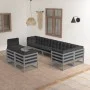 Gartenmöbel-Set 9-teilig und Kissen aus massivem Kiefernholz von vidaXL, Gartensets - Ref: Foro24-3076726, Preis: 865,63 €, R...