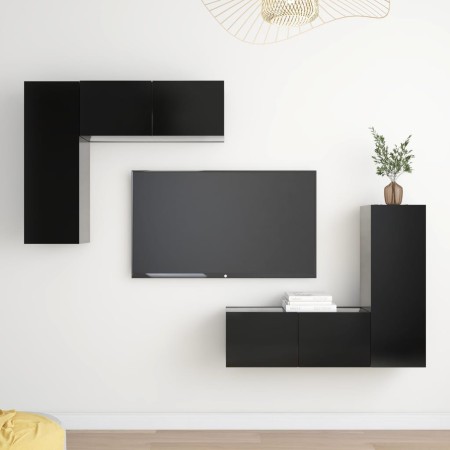 Set de muebles de salón TV 4 piezas madera de ingeniería negro von , TV-Möbel - Ref: Foro24-3078794, Preis: 172,20 €, Rabatt:...