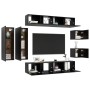 Set de muebles de salón TV 8 piezas madera ingeniería negro