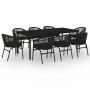 Juego de comedor de jardín 9 piezas negro