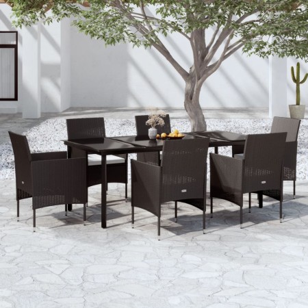 Juego de comedor de jardín 7 piezas con cojines negro de , Conjuntos de jardín - Ref: Foro24-3099285, Precio: 533,79 €, Descu...