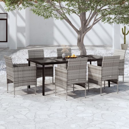 Juego de comedor de jardín 7 piezas con cojines gris y negro by , Garden sets - Ref: Foro24-3099291, Price: 537,45 €, Discoun...