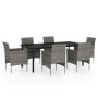 Juego de comedor de jardín 7 piezas con cojines gris y negro by , Garden sets - Ref: Foro24-3099291, Price: 537,45 €, Discoun...