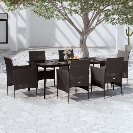 Juego de comedor de jardín 7 piezas con cojines negro by , Garden sets - Ref: Foro24-3099309, Price: 548,01 €, Discount: %