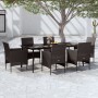 Juego de comedor de jardín 7 piezas con cojines negro by , Garden sets - Ref: Foro24-3099309, Price: 548,01 €, Discount: %