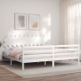 Weißer Massivholzbettrahmen mit Kopfteil 200x200cm von vidaXL, Betten und Lattenroste - Ref: Foro24-3195307, Preis: 159,48 €,...