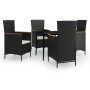 Juego de comedor de jardín 5 piezas con cojines negro von , Gartensets - Ref: Foro24-3099444, Preis: 633,62 €, Rabatt: %