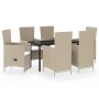 Juego de comedor de jardín 7 piezas con cojines beige de , Conjuntos de jardín - Ref: Foro24-3099465, Precio: 819,99 €, Descu...