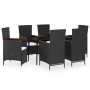 Juego de comedor de jardín 7 piezas con cojines negro by , Garden sets - Ref: Foro24-3099467, Price: 892,56 €, Discount: %