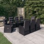 Juego de comedor de jardín 9 piezas con cojines negro de , Conjuntos de jardín - Ref: Foro24-3099484, Precio: 1,00 €