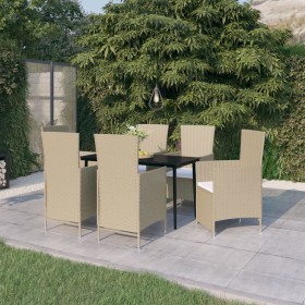 Juego de comedor de jardín 7 piezas con cojines beige von , Gartensets - Ref: Foro24-3099471, Preis: 806,17 €, Rabatt: %
