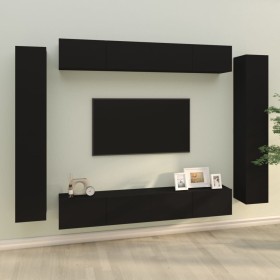 Set de muebles para TV 8 piezas madera contrachapada negro by , TV Furniture - Ref: Foro24-3114295, Price: 397,18 €, Discount: %