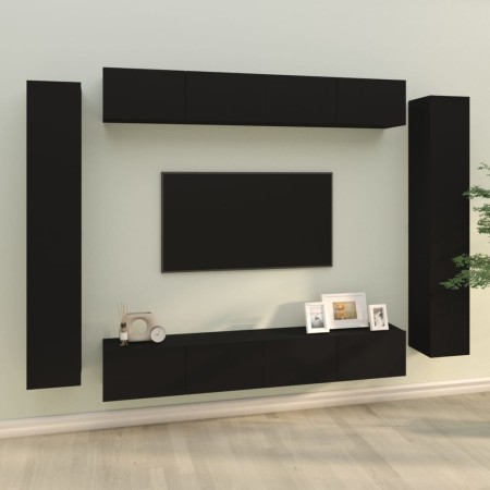 Set de muebles para TV 8 piezas madera contrachapada negro von , TV-Möbel - Ref: Foro24-3114295, Preis: 394,70 €, Rabatt: -5%%