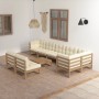 Gartenmöbel-Set 9 Stück und Kissen aus massivem Kiefernholz von vidaXL, Gartensets - Ref: Foro24-3076672, Preis: 904,61 €, Ra...