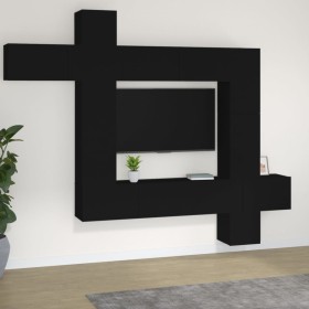 Set de muebles de TV 9 piezas madera contrachapada negro by , TV Furniture - Ref: Foro24-3114655, Price: 374,70 €, Discount: %