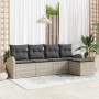 Conjunto de sofá de jardín con cojín 5 pcs Gris claro Poliratán
