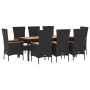 Set de comedor de jardín 9 pzas y cojines ratán sintético negro von , Gartensets - Ref: Foro24-3157533, Preis: 786,11 €, Raba...