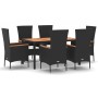 Set de comedor de jardín 7 pzas y cojines ratán sintético negro by , Garden sets - Ref: Foro24-3157531, Price: 599,53 €, Disc...