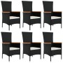 Set de comedor de jardín 7 pzas y cojines ratán sintético negro by , Garden sets - Ref: Foro24-3157531, Price: 599,53 €, Disc...