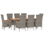 Set comedor jardín 9 pzas y cojines ratán sintético gris by , Garden sets - Ref: Foro24-3157544, Price: 919,60 €, Discount: %