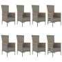 Set comedor jardín 9 pzas y cojines ratán sintético gris by , Garden sets - Ref: Foro24-3157544, Price: 919,60 €, Discount: %