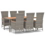 Set comedor jardín 7 pzas y cojines ratán sintético gris