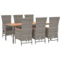 Set comedor jardín 7 pzas y cojines ratán sintético gris