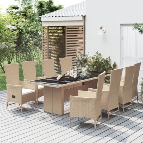 Set comedor de jardín 9 pzas con cojines ratán sintético beige by , Garden sets - Ref: Foro24-3157573, Price: 1,00 €, Discoun...