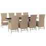 Set comedor de jardín 9 pzas con cojines ratán sintético beige by , Garden sets - Ref: Foro24-3157573, Price: 1,00 €, Discoun...