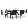 Set de comedor de jardín 7 pzas y cojines ratán sintético negro by , Garden sets - Ref: Foro24-3185111, Price: 561,57 €, Disc...