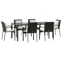 Set de comedor de jardín 7 pzas y cojines ratán sintético negro by , Garden sets - Ref: Foro24-3185111, Price: 561,57 €, Disc...