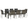 Set comedor jardín 9 pzas y cojines ratán sintético negro gris by , Garden sets - Ref: Foro24-3185118, Price: 730,66 €, Disco...