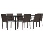Juego comedor jardín 7 piezas y cojines ratán sintético y acero by , Garden sets - Ref: Foro24-3186965, Price: 486,78 €, Disc...