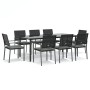 Juego comedor jardín 9 piezas y cojines ratán sintético y acero by , Garden sets - Ref: Foro24-3187030, Price: 553,43 €, Disc...