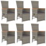 Set comedor jardín 7 pzas y cojines ratán sintético gris by , Garden sets - Ref: Foro24-3157559, Price: 816,91 €, Discount: %