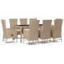 Set comedor de jardín 9 pzas con cojines ratán sintético beige by , Garden sets - Ref: Foro24-3157571, Price: 1,00 €, Discoun...