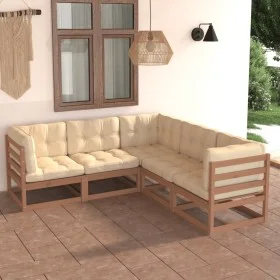 Gartenmöbelset 5-tlg. und Kissen aus massivem Kiefernholz von vidaXL, Gartensets - Ref: Foro24-3076777, Preis: 553,38 €, Raba...