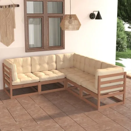 5-piece garden furniture set with solid pine wood cushions by vidaXL, Garden sets - Ref: Foro24-3076777, Price: 553,37 €, Dis...