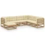 Gartenmöbel-Set 7-teilig und Kissen aus massivem Kiefernholz von vidaXL, Gartensets - Ref: Foro24-3076757, Preis: 751,00 €, R...