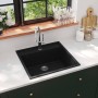Fregadero de cocina con rebosadero granito negro de , Fregaderos - Ref: Foro24-147061, Precio: 151,46 €