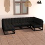 Gartenmöbel-Set 6-teilig und Kissen aus massivem Kiefernholz von vidaXL, Gartensets - Ref: Foro24-3076738, Preis: 667,67 €, R...
